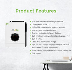 GOOTU in Stock 6.2KW 6000W Hybrid Solar Inverter With 120A MPPT Solar Charge Controller