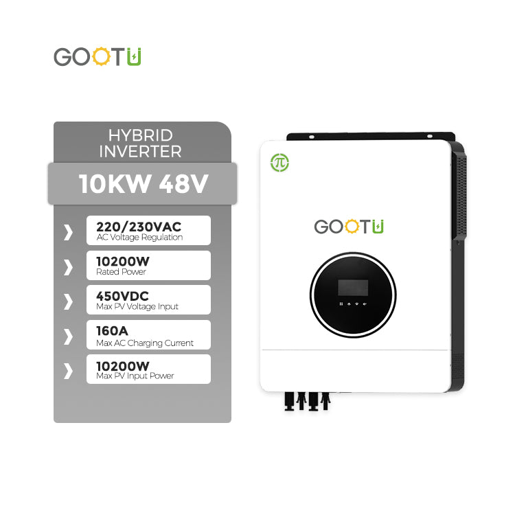 GOOTU in Stock 10.2KW 10200W Hybrid Solar Inverter With 160A MPPT Solar Charge Controller